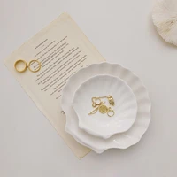 Shell Shaped White Ceramic Plate Jewelry Storage Trays Trays Storage Dishes Ring Earings Plate Home Decorative Tray Design 2