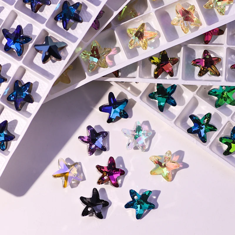 

24PCS 14mm Crystal Beads Starfish Shaped AB Color Glass Beads for Jewelry Making Earrings Necklace Jewellery Pendant Accessories
