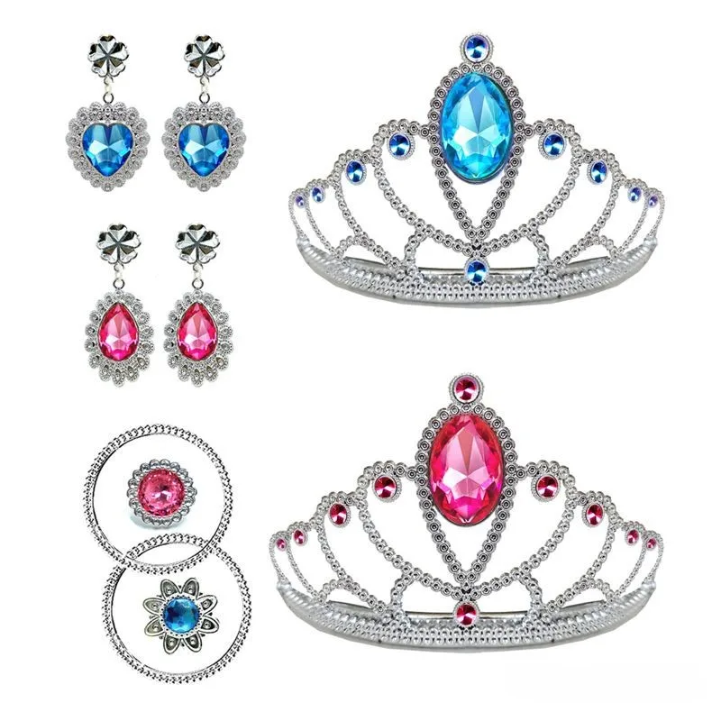 Girls Princess Jewelry Interactive Pretend Play Set Accessories Kits Toy Crown Ring Necklace High Heels Birthday Party Gift 4