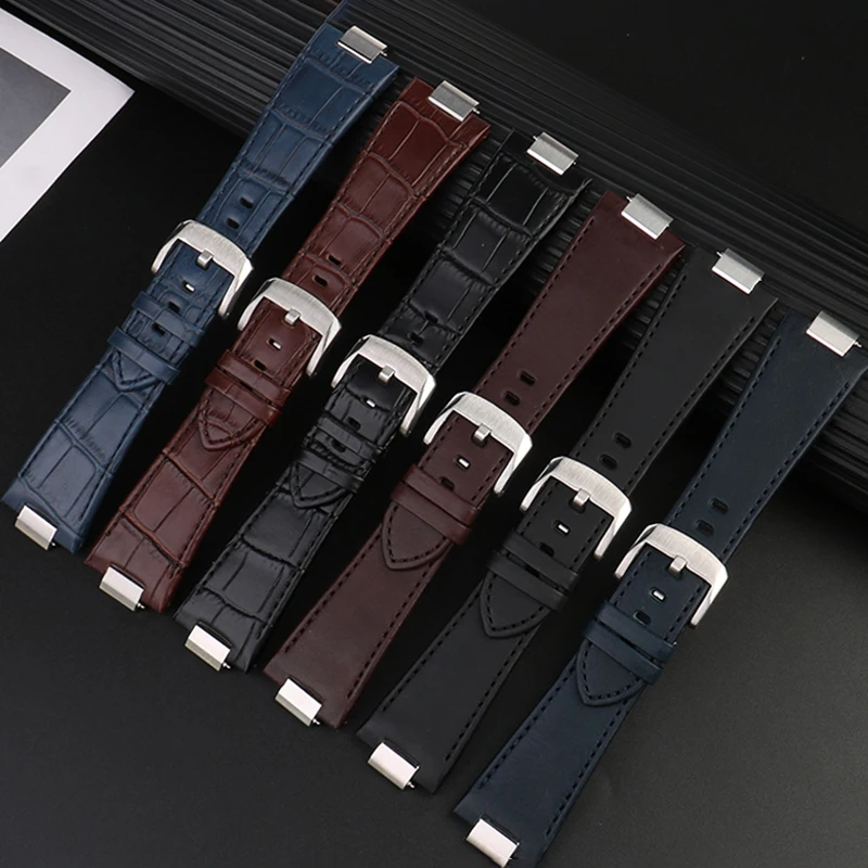 Convex End Leather Watchband for Tissot 1853 PRX series Strap Belt T137.407 T137.410 Men's Bracelet Wrist Strap Bracelet 26x12mm