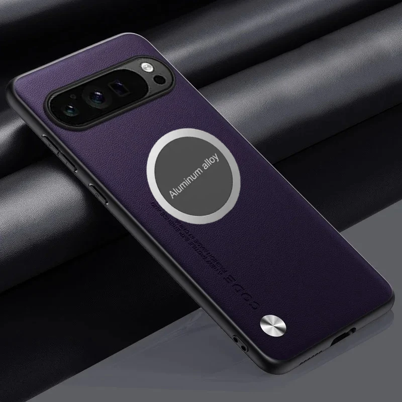 Leather Magnetic Phone Case with Metal Car Holder - Comprehensive Protection