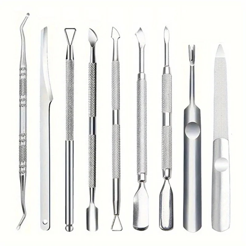 Cuticle Pusher Multicolor Double-ended Stainless Steel Dead Skin Push Remover For Pedicure Manicure Nail Art Cleaner