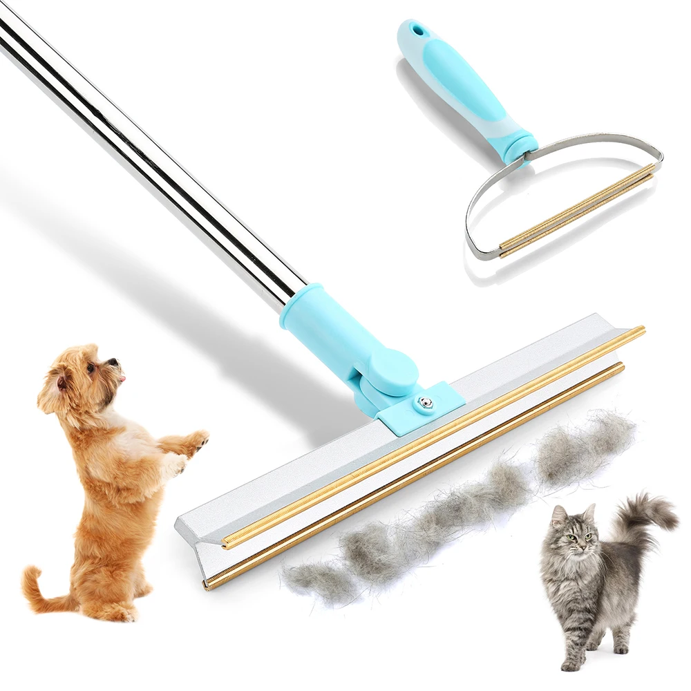 CatDogHairRemoverSetCarpetRakeforPetHairScraperAdjustableLongHandleFurLint.jpg