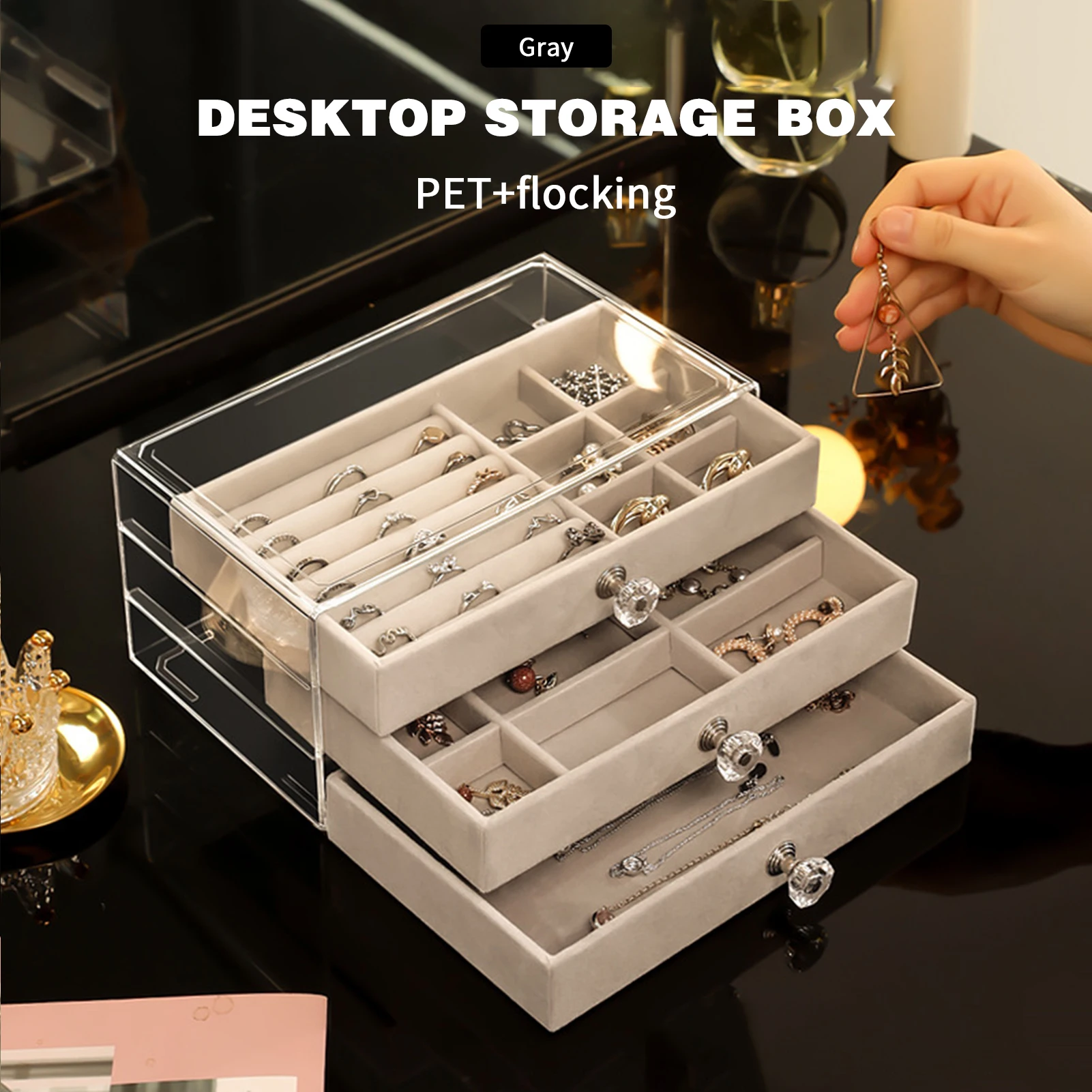 

1Pc Three Layer Clear Drawer Necklace Bracelet Jewelry Storage Box Earrings Watch Organizers Ring Jewelry Box for Dressing Table