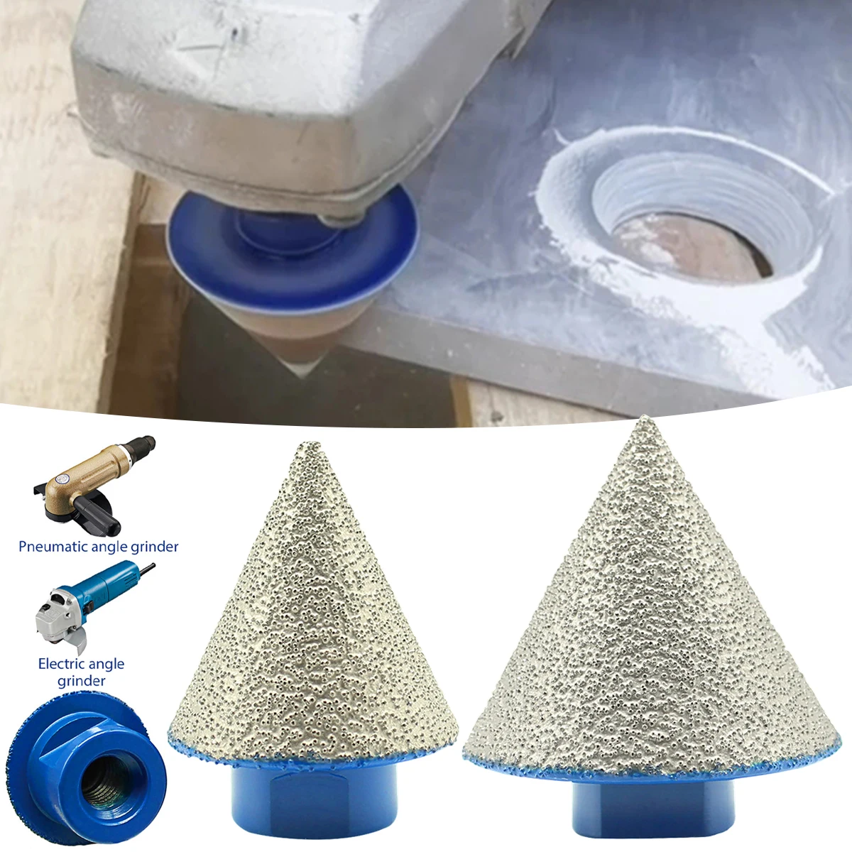 

35/50mm Diamond Beveling Chamfer Bit Diamond Cone Milling Bit M14 Dry/Wet Use Ceramic Tile Chamfering Finger Hole Saw Cutter