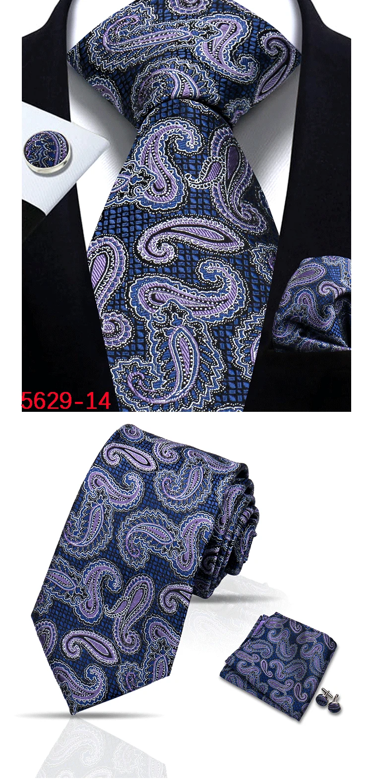 Herren-Krawatte, Paisley-Jacquard, gewebt, 8 cm, formelle Business-Hochzeitskrawatte, Einstecktuch-Set, Anzug-Krawatte, hochwertige handgefertigte Gravata – Detail 25
