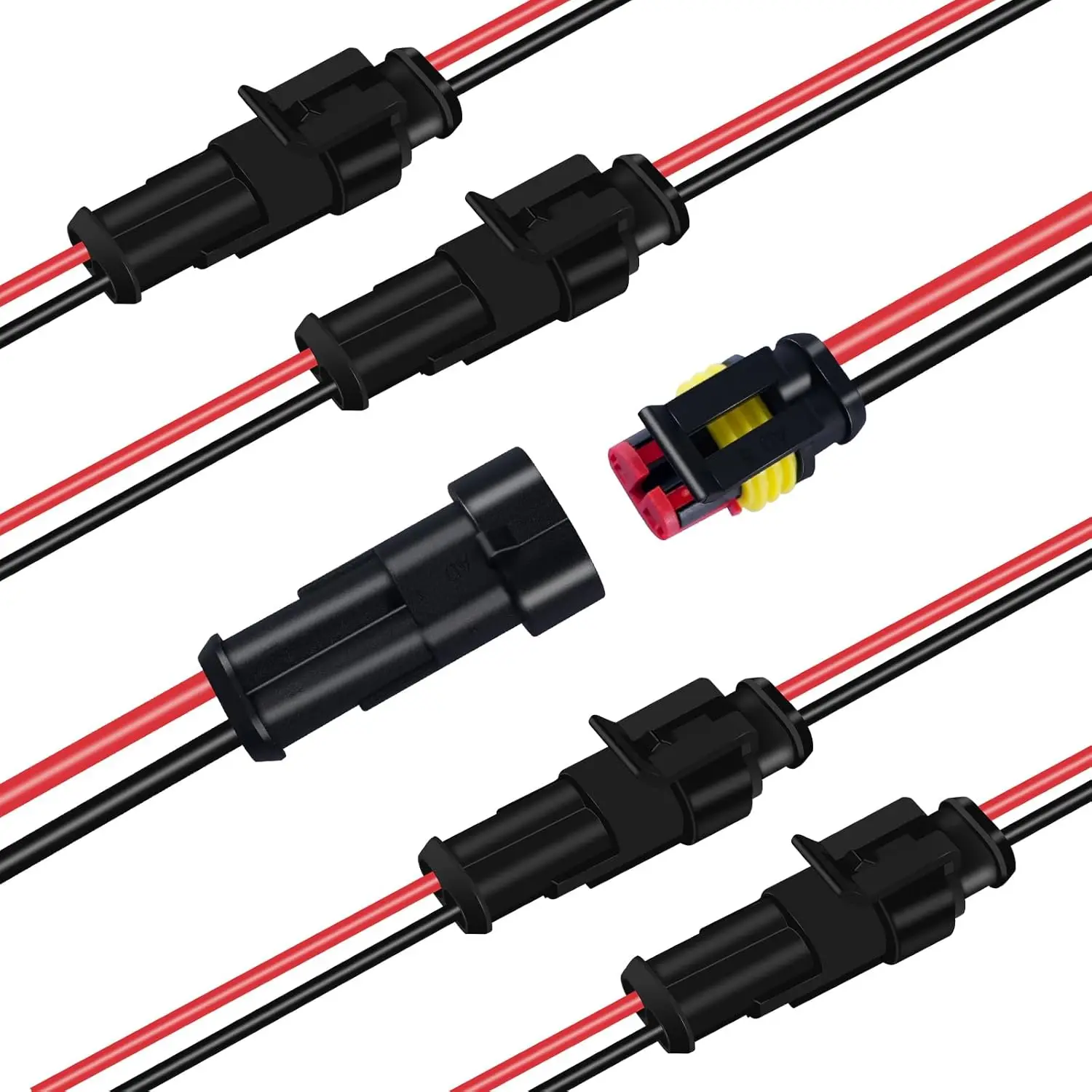 5 คู่ 2 พิน ขั้วต่อไฟฟ้ากันน้ำ, ขั้วต่อสายไฟตัวผู้และตัวเมีย, ขั้วต่อปลั๊ก 12V, เหมาะสำหรับการเชื่อมต่อที่มีความอ่อนแอ 1