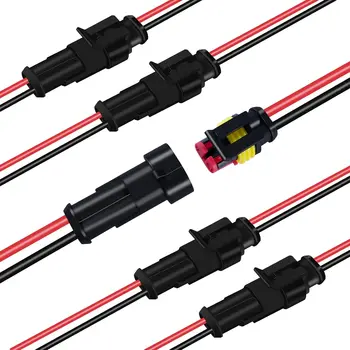 5 คู่ 2 พิน ขั้วต่อไฟฟ้ากันน้ำ, ขั้วต่อสายไฟตัวผู้และตัวเมีย, ขั้วต่อปลั๊ก 12V, เหมาะสำหรับการเชื่อมต่อที่มีความอ่อนแอ 1