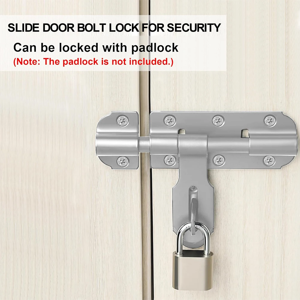 1pcs Door Bolt Lock Stainless Steel Door Bolt Latch Hasp Hardware Toilet Shed Gate Safety Door Bolt Anti-Theft Window Catch Lock