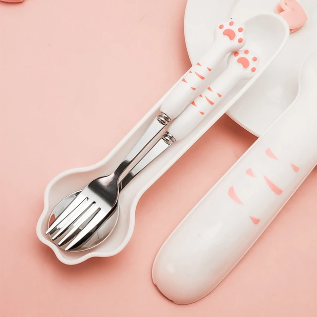 Baby Lunch Box With Cutlery Set And Straw Cute Cat Claw - Temu