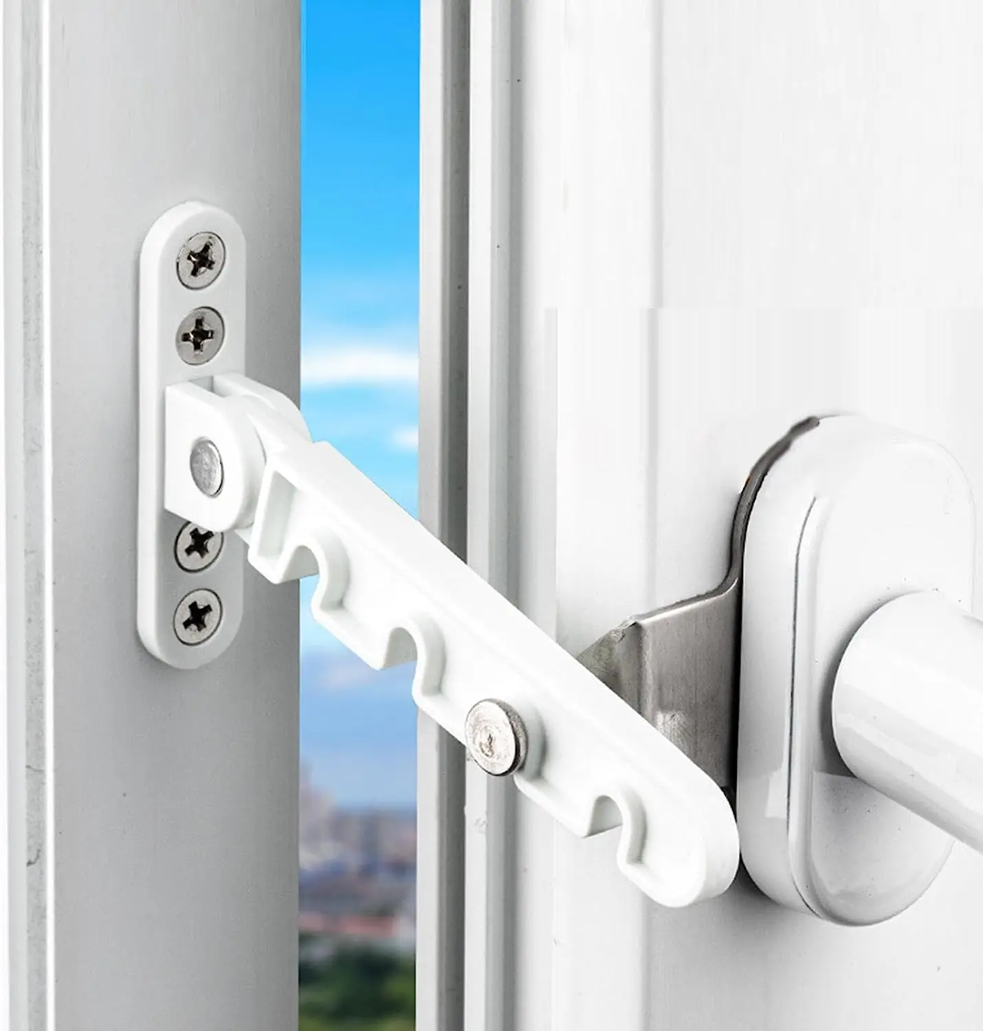 New Window Limiter Latch Position Stopper Casement Wind Home Security Door Windows Sash Lock