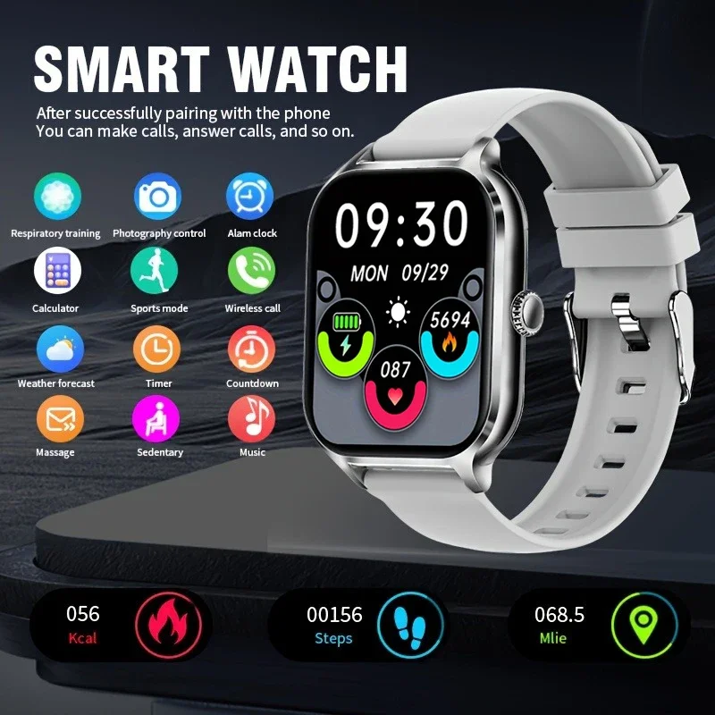 Smartwatch 2025 für Damen und Herren, 2,01 Zoll Full-Touch-Display, Reloj Inteligente Hombre, benutzerdefinierte Zifferblätter, Bluetooth-Smartwatch_voghion.com
