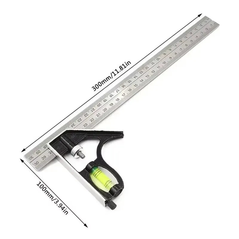 Angle measuring tool Set Stainless Steel Aluminium 12" 300/150mm