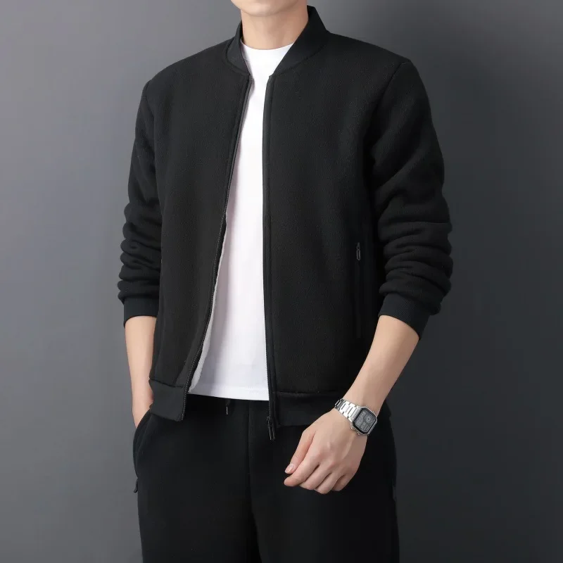 남성용 기모 두껍고 따뜻한 방풍 재킷, 가디건 맨투맨, 야외 플리스 천 코트, 보온 셔츠