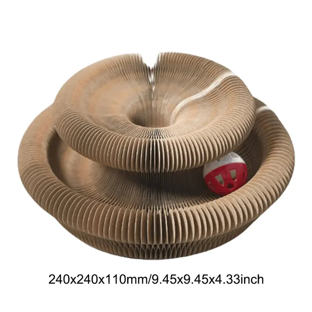 Magic Organ Foldable Cat Scratch Board Toy With Bell Cat Grinding Claw Cat Climbing Frame Round Corrugated Cats Interactive Toys 6