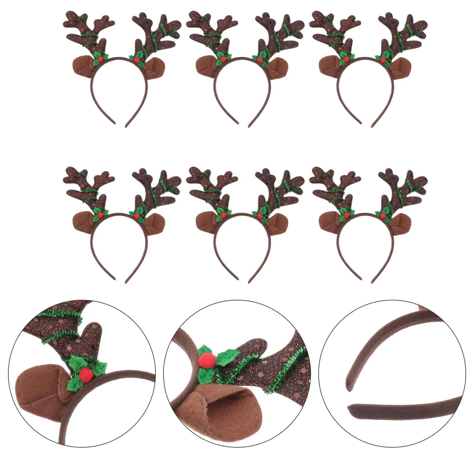 

6Pcs Christmas Headband LED Light Reindeer Antler Hair Band Glow Christmas Boppers Hair Headwears Hair Accessory for Christmas