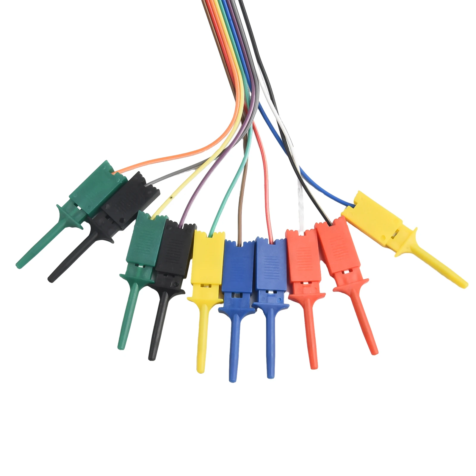 10Pcs 20CM Test Hook Clip Logic Analyzer Cable Gripper Probe Wire Clamp Kit Yellow/Red/Black/Green/White/Blue alligator clips electric test clamp test probes test clip test hooks clips test leads test cable lead alligator clip adapter test cable multimeter pen