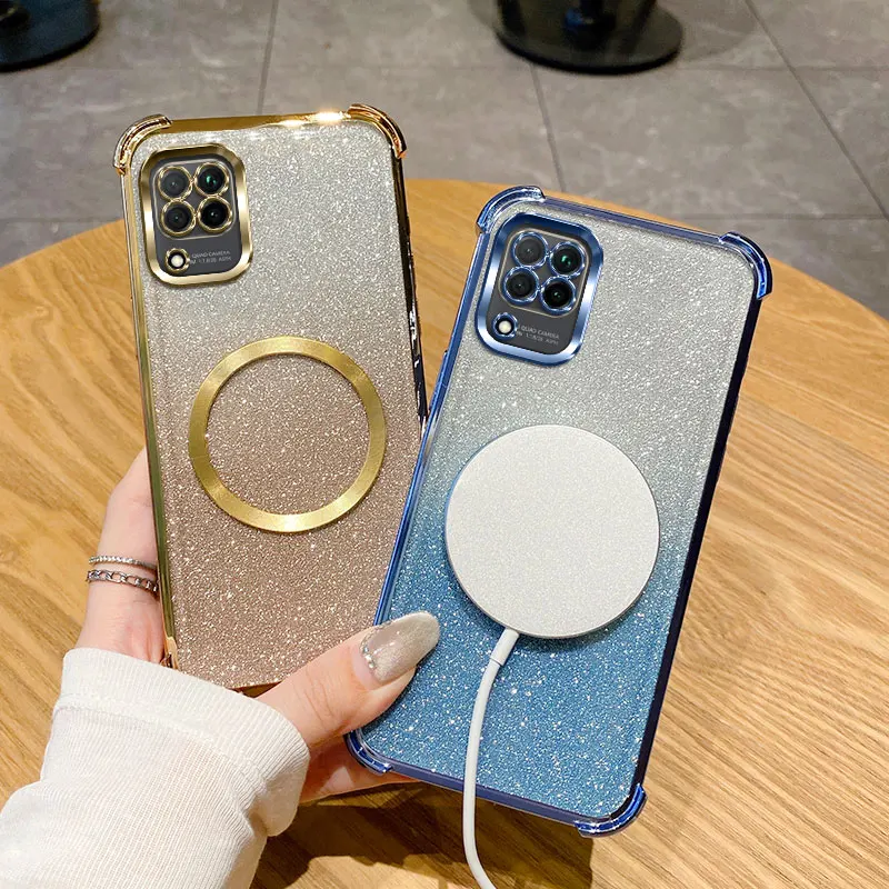 Überzug Stoßfest Klar Magnetring Telefon Fall Für Samsung Galaxy A05S A04S A03S A02S A52S M02 M12 M22 M32 4G Glitter Abdeckung_voghion.com