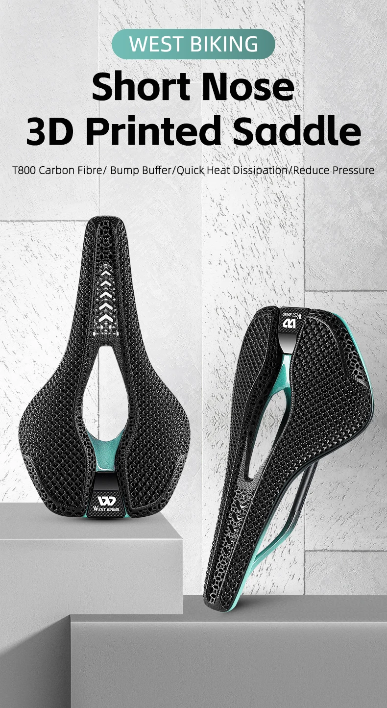 3D Printed Carbon Fibre Bicycle Saddle Short Nose Racing Saddle
