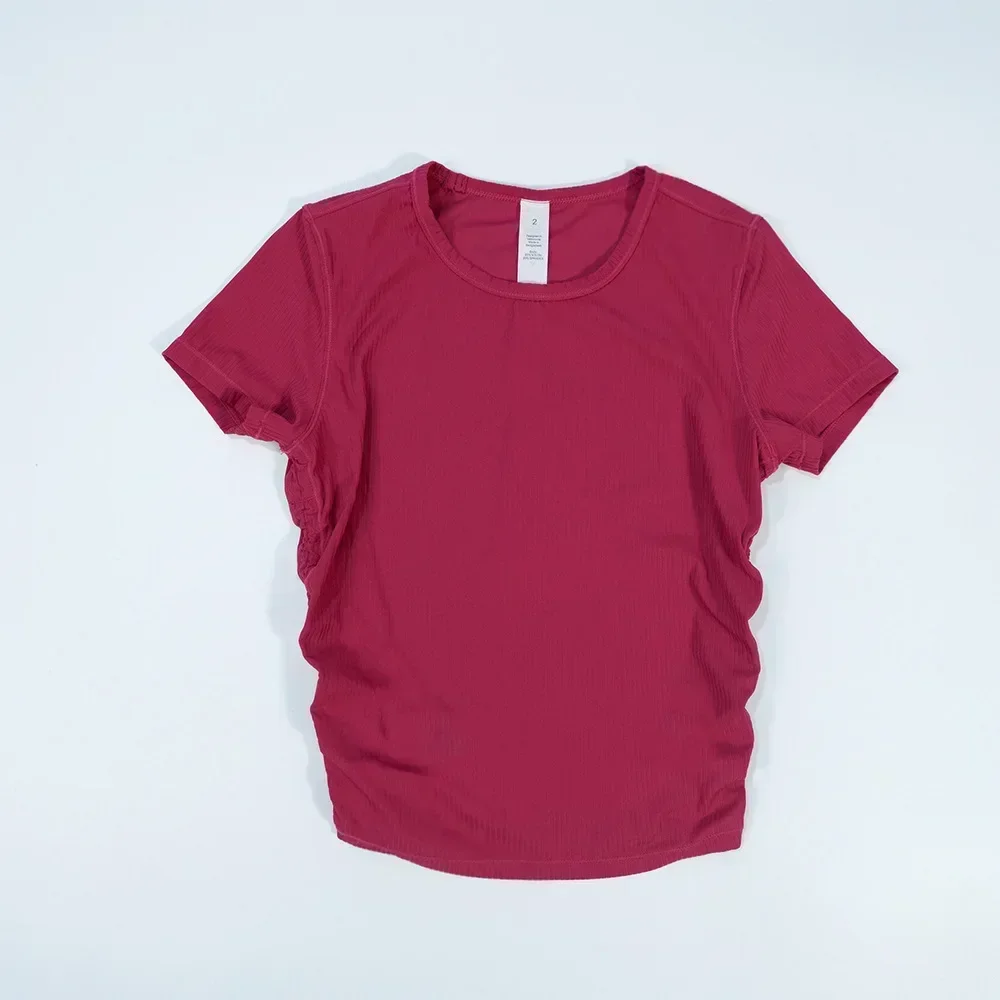Lemon Alllt Takes Summer Women Yoga Sport Short Sleeve Shirt High Elastic Ribbing Fabric Breathable Quick-Drying Fitness T-shirt