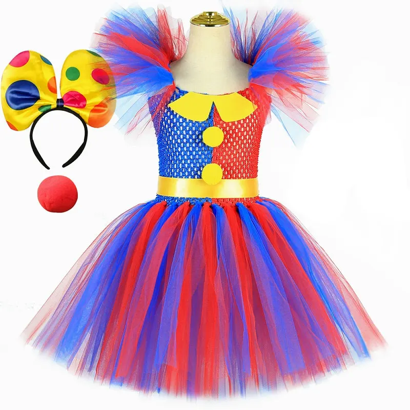 thumbnail image 1 of Disfraz de Pomni para niños, vestido con tutú de dibujos animados, el increíble payaso de circo digital, disfraces de cosplay para niñas, ropa para fiesta de carnaval y Halloween, 1 of 5