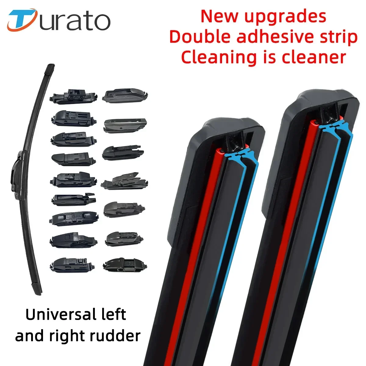 Universal Front Car Windshield Wiper Blades Double Layer Rubber Frameless Bracketless Brushes Accessories Windscreen Window car wiper blades