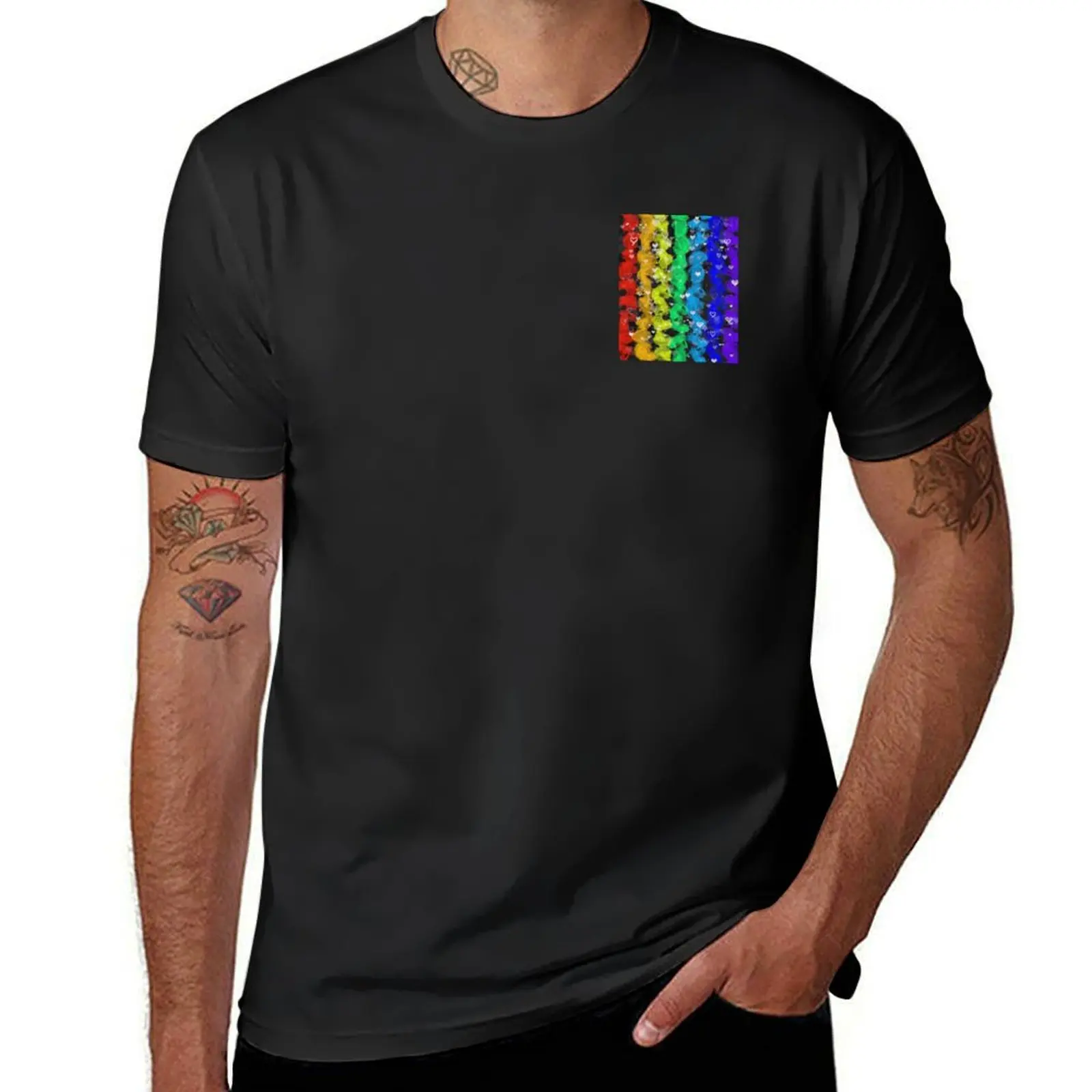 

Rainbow hearts T-shirt plus sizes sublime anime t shirts men