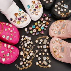 Rhinestone Shoe Charm for Croc Buckle Decorations for Crocs Charms Sandals DIY Pearl Shining Clamp Shoe Decoration Clips