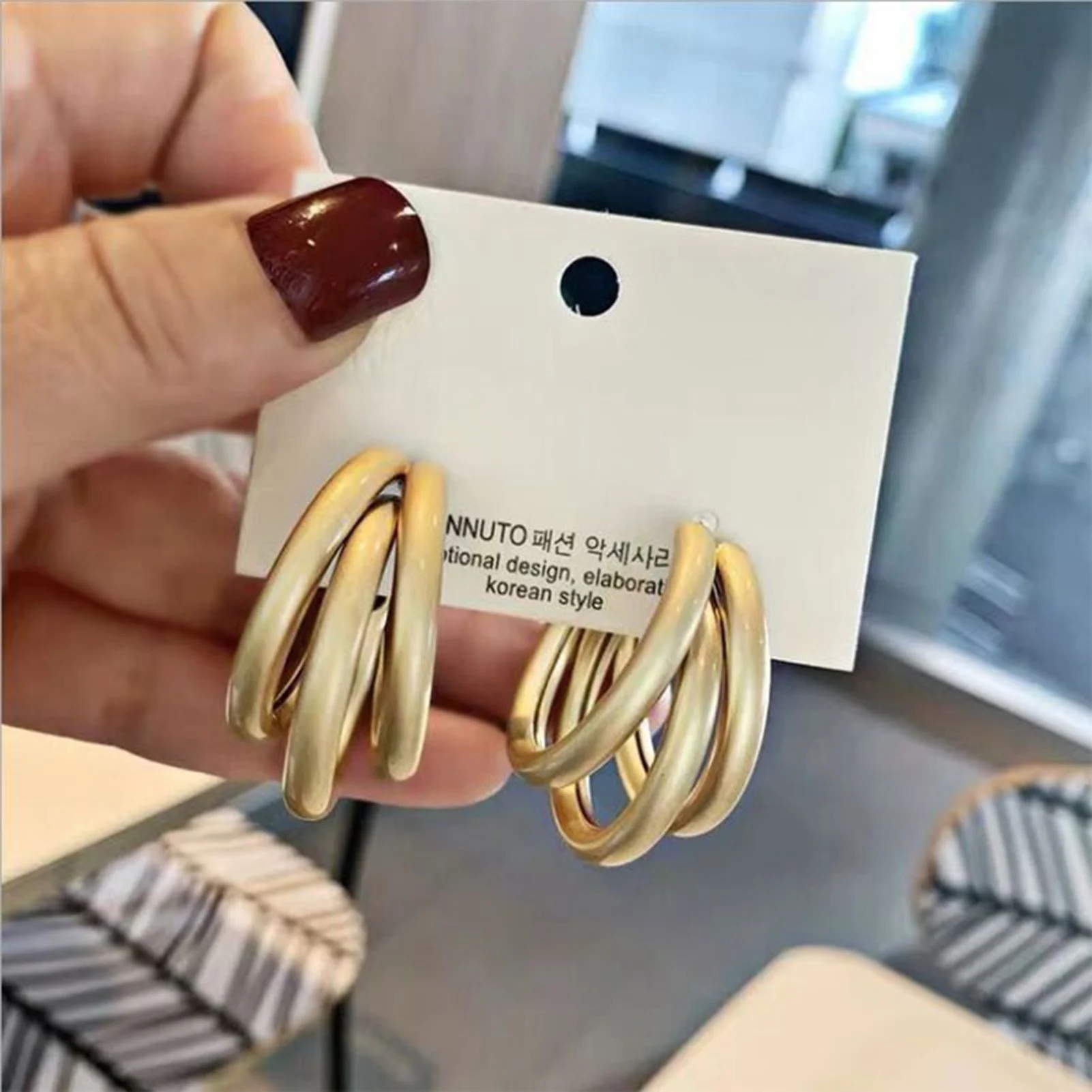 Triple Hoop Stud Earrings for Women 925 Silver 14K Gold Plated Rose Sensitive Girls Ears