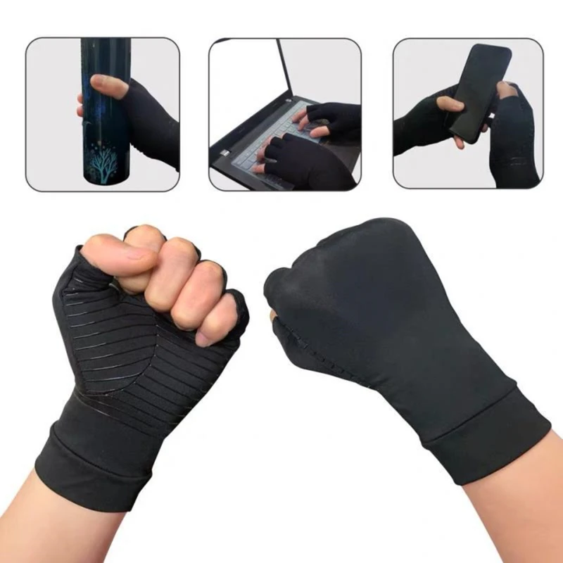 Tianhengyi 2 Pairs Copper Arthritis Gloves For Hand Pain Full Finger Compression Gloves For Men Women Relieve Swelling Carpal Tunnel Support Wrist And Joint For Crocheting Rsi Touch Screen Medium