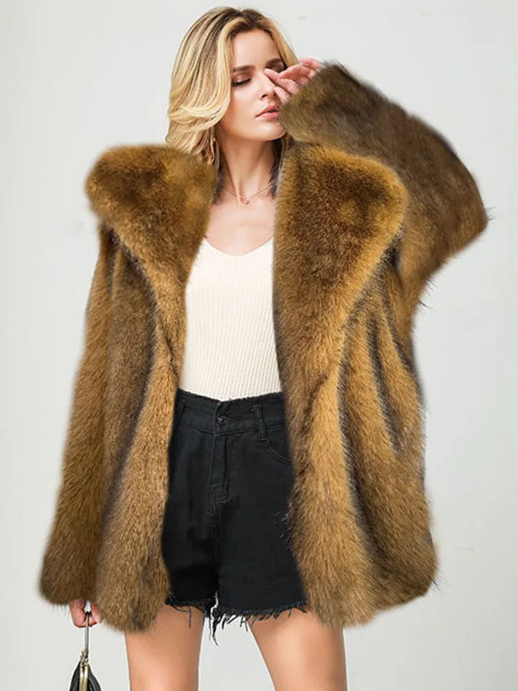 ZADORIN Luxury Long Fluffy Oversized Faux Fur Jacket Women Elegant