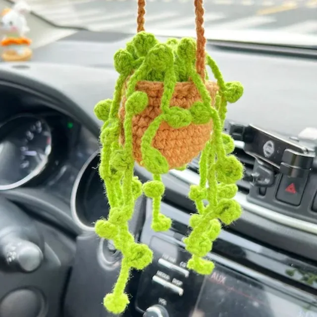 Häkel Hängepflanze Für Auto, Gestrickte Pflanze, Gehäkelte Blume  Rückspiegel Zubehör, Geflochtene Topfpflanzen Für Autospiegel, Auto  Pflanzen Für Rückspiegel, Niedliche Topfdekoration Auto Innenraum:  : Garten