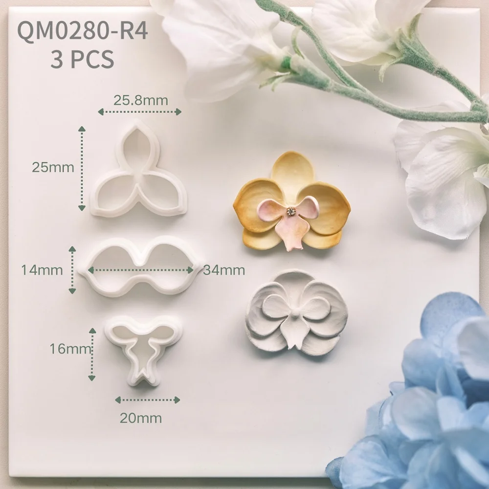 3 TEILE/SATZ Blütenblatt Polymer Clay Form Cutter 3D Blume Geprägte Ohrring Form Ton Liefert Handgemachte DIYJewelry Werkzeuge – Detail 6