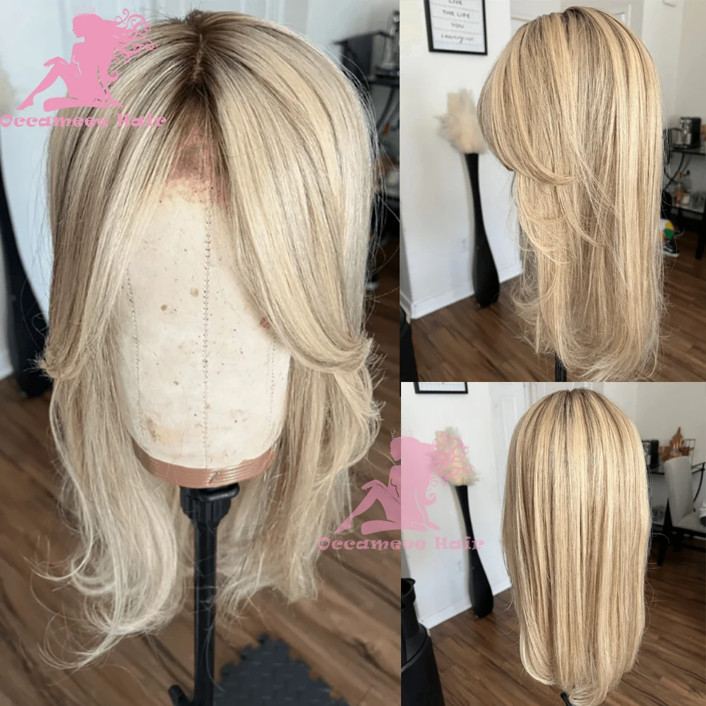 Ash Platinum Blonde Bangs Lace Front Wig