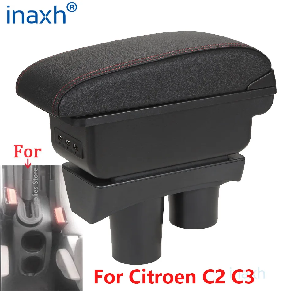 Für Citroen C2 Armlehne Box Für Citroen C3 C2 Auto Armlehne Lagerung Box Tasse Halter Änderung Zubehör