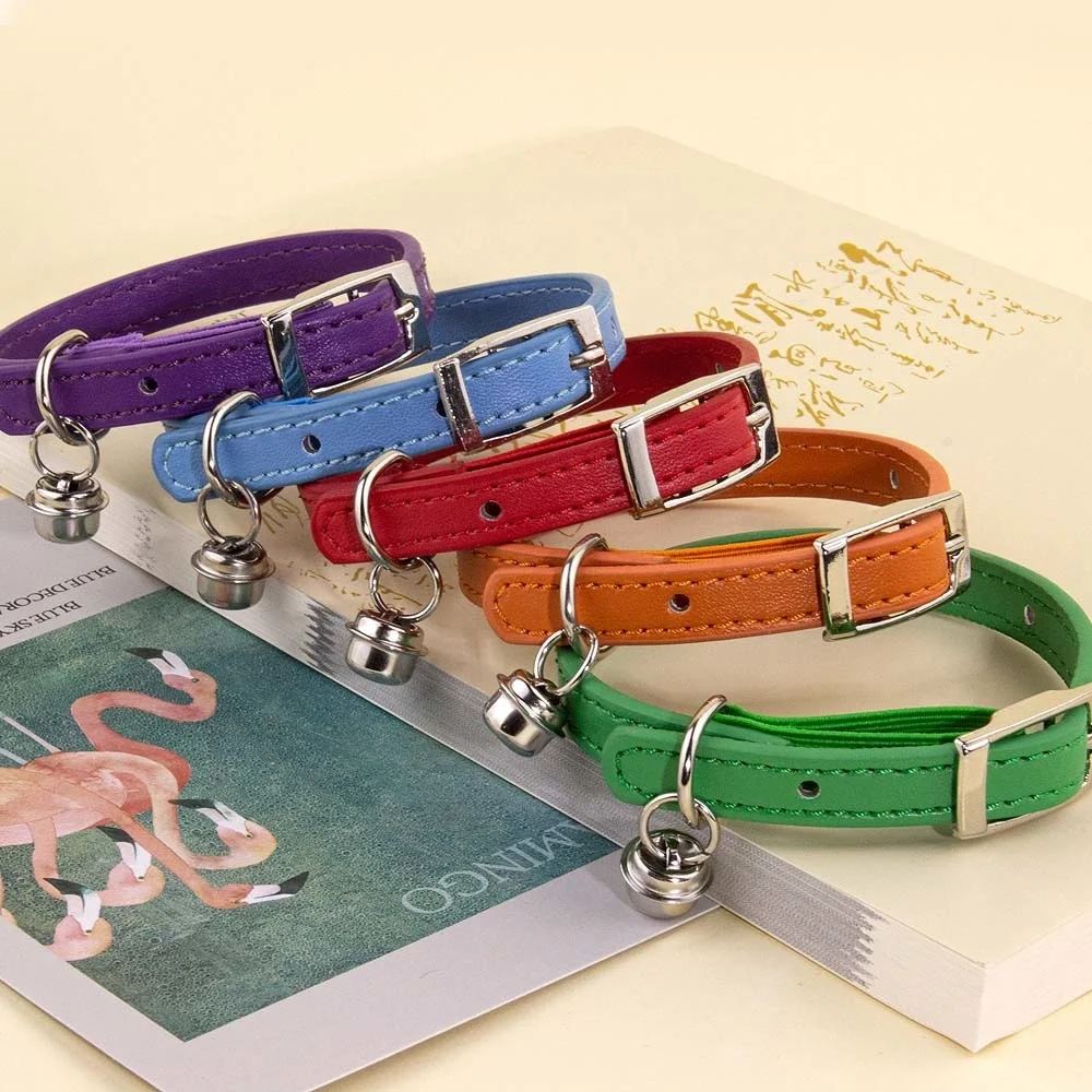 Title 13, Soft PU Leather Cat Collar With Bell Safety Ant...