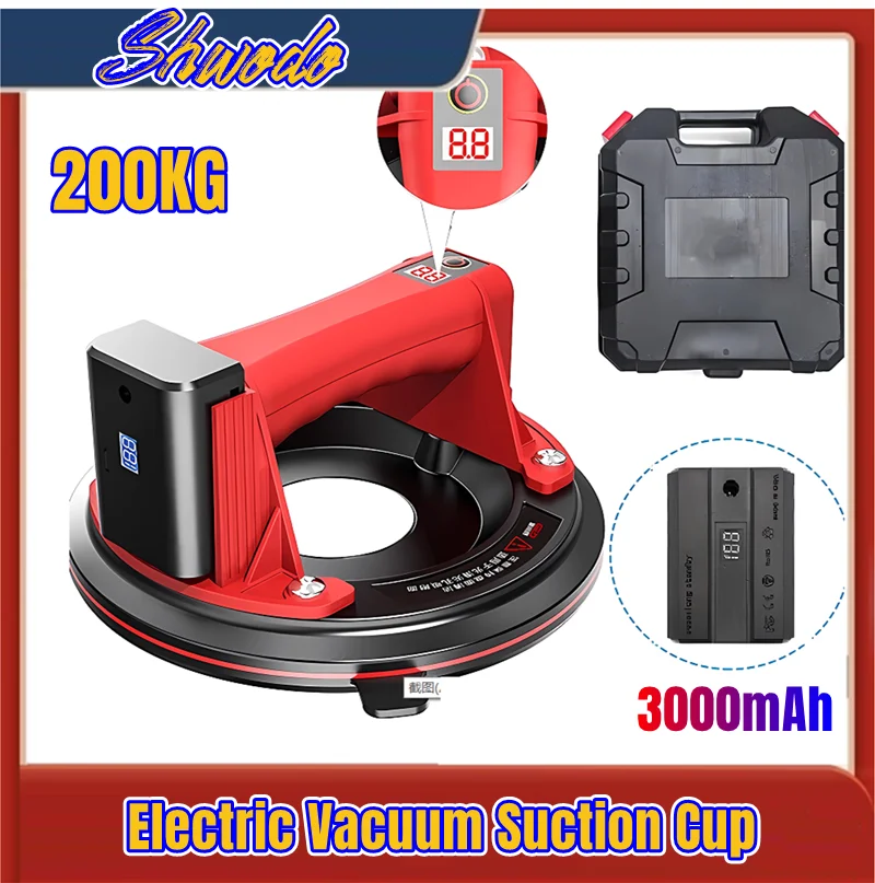 Electric Vacuum Lifter Vacuum Suction Cup 8 Inch 200KG Load Heavy Electric Vacuum Suction Cup Lifter For Glass Tile With 3000mAh Battery Set