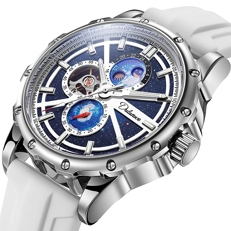 Orologio Meccanico Automatico Da Uomo Con Cassa Quadrata In Acciaio, Quadrante Scheletrato E Cinturino In Pelle, Impermeabile 3ATM E Luminescente, Elegante E Vintage