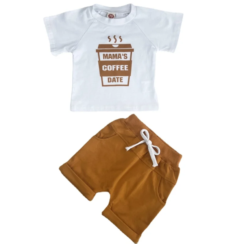 Ensemble de vêtements en coton pour bébés garçons, t-shirts à manches courtes, shorts en Y, tenues décontractées pour enfants, vêtements d'été pour tout-petits, 0-3 ans, 2 pièces