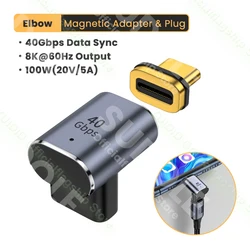 Magnetic USB-C to USB-C Adapter with 40Gbps Data Transfer & 100W Fast Charging, 8K Display Support - Other (Newest Elbow Adapter)