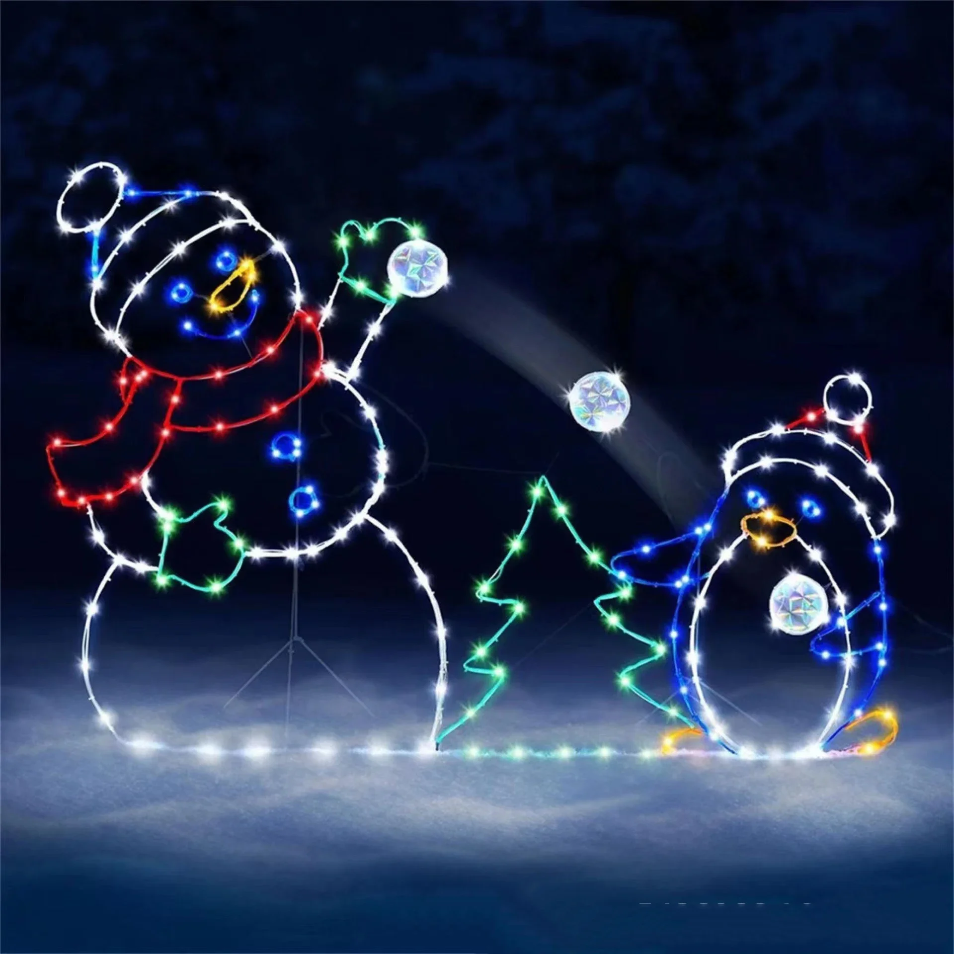 Christmas Outdoor Garden Snow Light Decorative Frame Signs