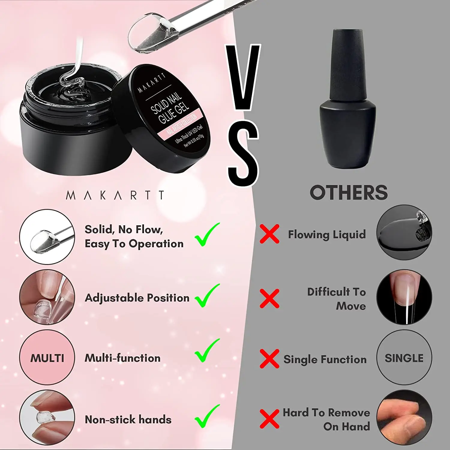 Nail Glue Solid Nail Gel Glue For Soft Gel Nail Tips Clear Acrylic Tips Solid Glue For Press On Nails Fake Nails
