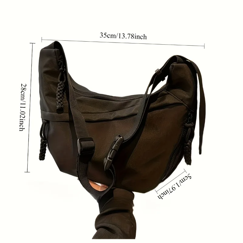 Oxford Cloth Crossbody Bag, Women's Casual Shoulder Bag with Multiple Compartments, Zipper Closure for Commuting, Work, Travel