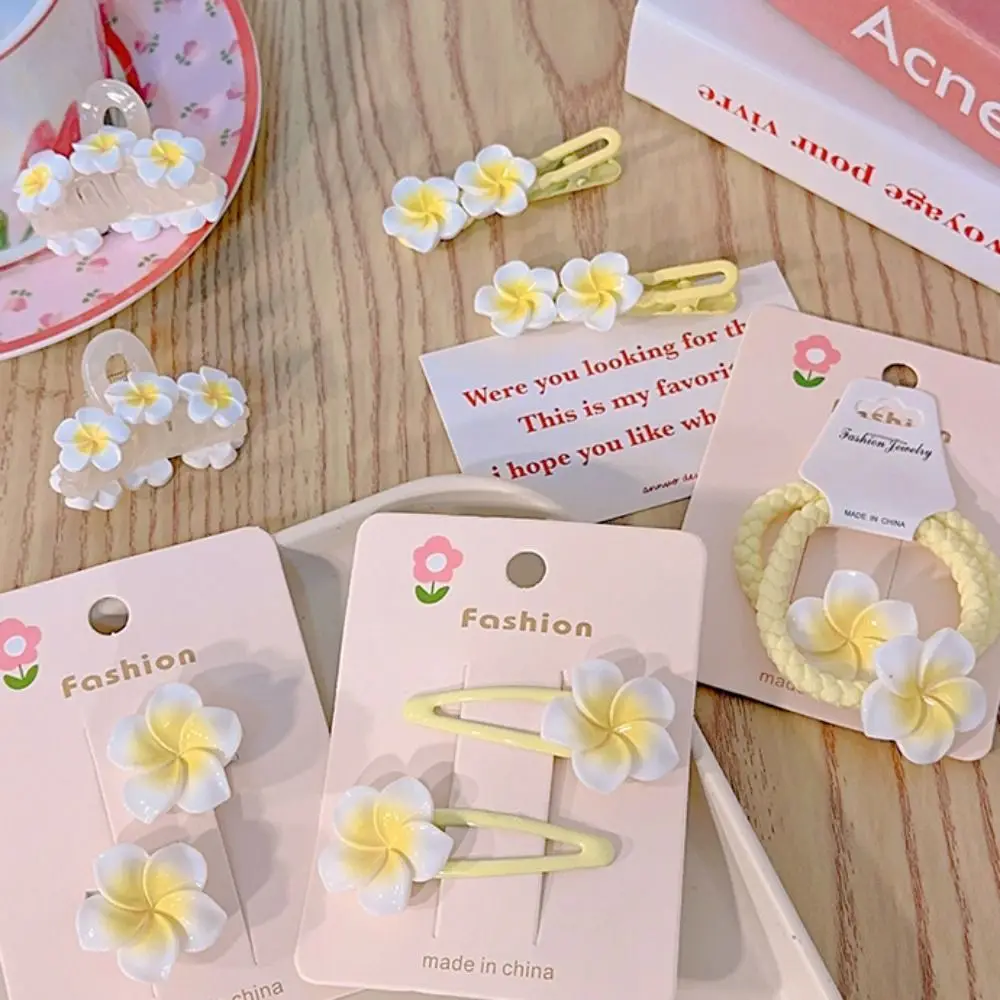 Hair Rope Plumeria Flower Hair Clip Hair Accessories Traditional Egg Flower BB Clip Yellow Hair Ornaments Flower Barrette Gift