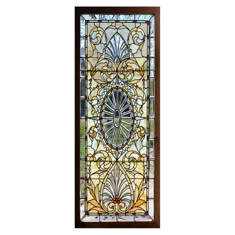 

3D Self-Adhesive Stained Glass Door Sticker Decals PVC Vintage Door Wall Sticker Murals For Office Home Bathroom Decor