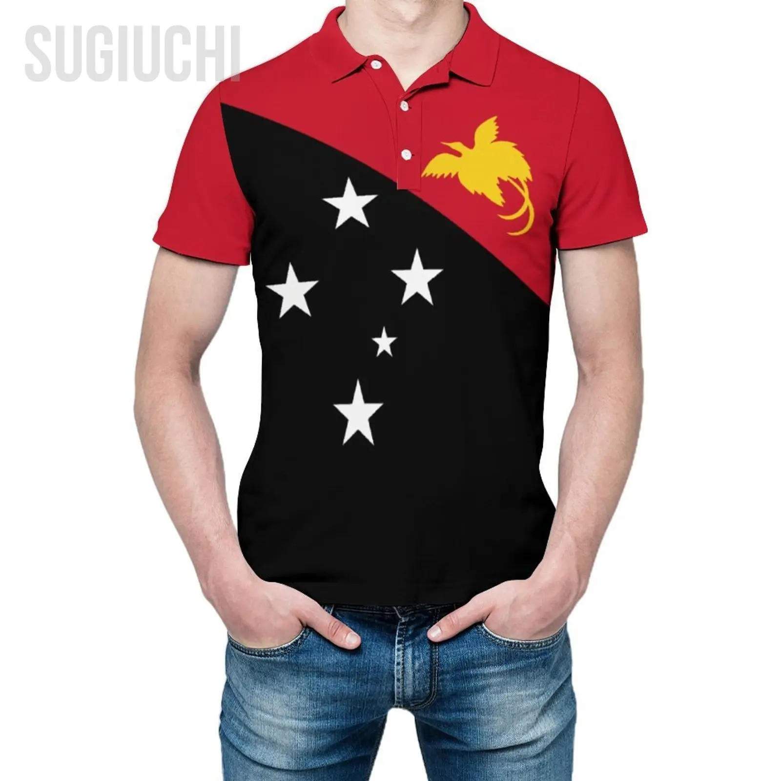 Polo Unisex Papua Nuova Guinea Flag 3D Print Uomo Polo Abbigliamento Moda Tute Maniche Corte