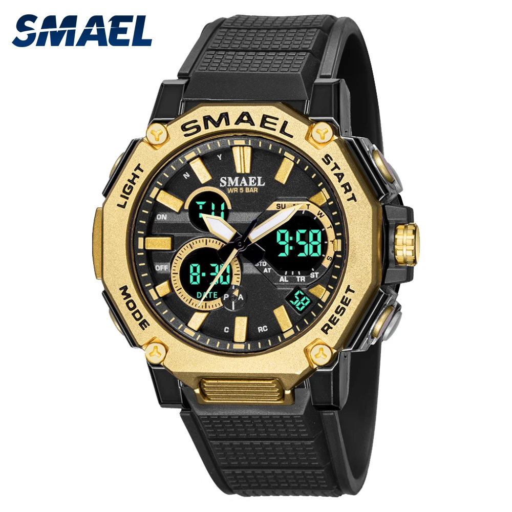 Quartz Watches Sports Smael Brand Male Clock Alarm 50m Waterproof