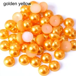Colorful Imitation Pearl Flatback Beads for Nail Art and DIY Crafts (Golden yellow)