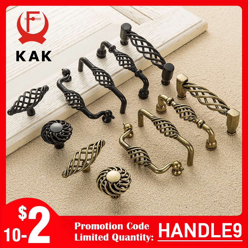 Vintage Bronze Birdcage Cabinet Handles 1