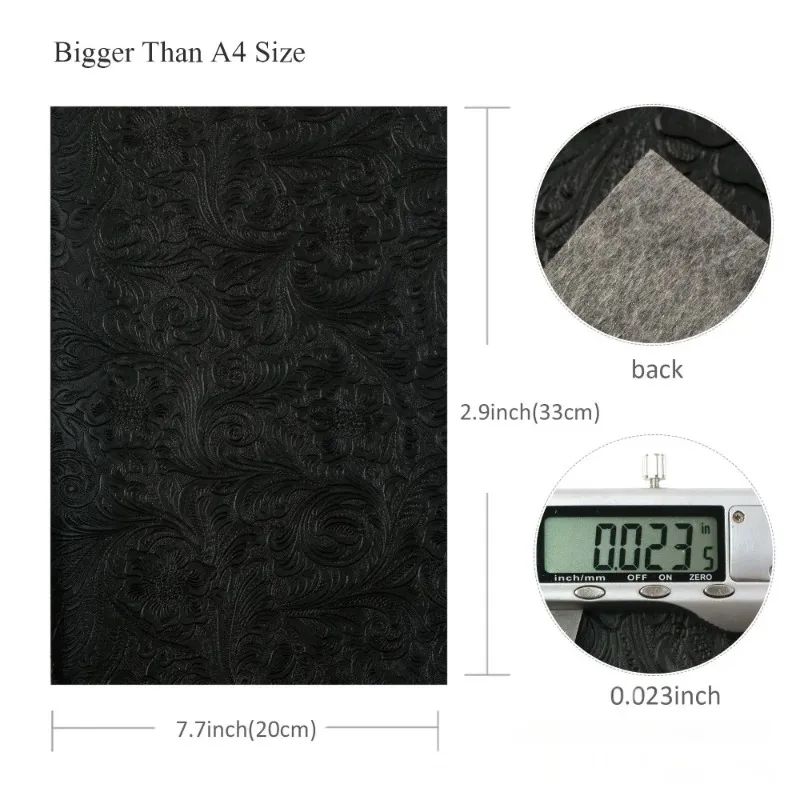 Vintage Floral Texture Non-Adhesive Faux Leather Fabric for Crafting and Decoration
